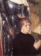 The donor Adriaan Reins in front of Saint Adrian on the left panel of the Triptych of Adriaan Reins, Hans Memling